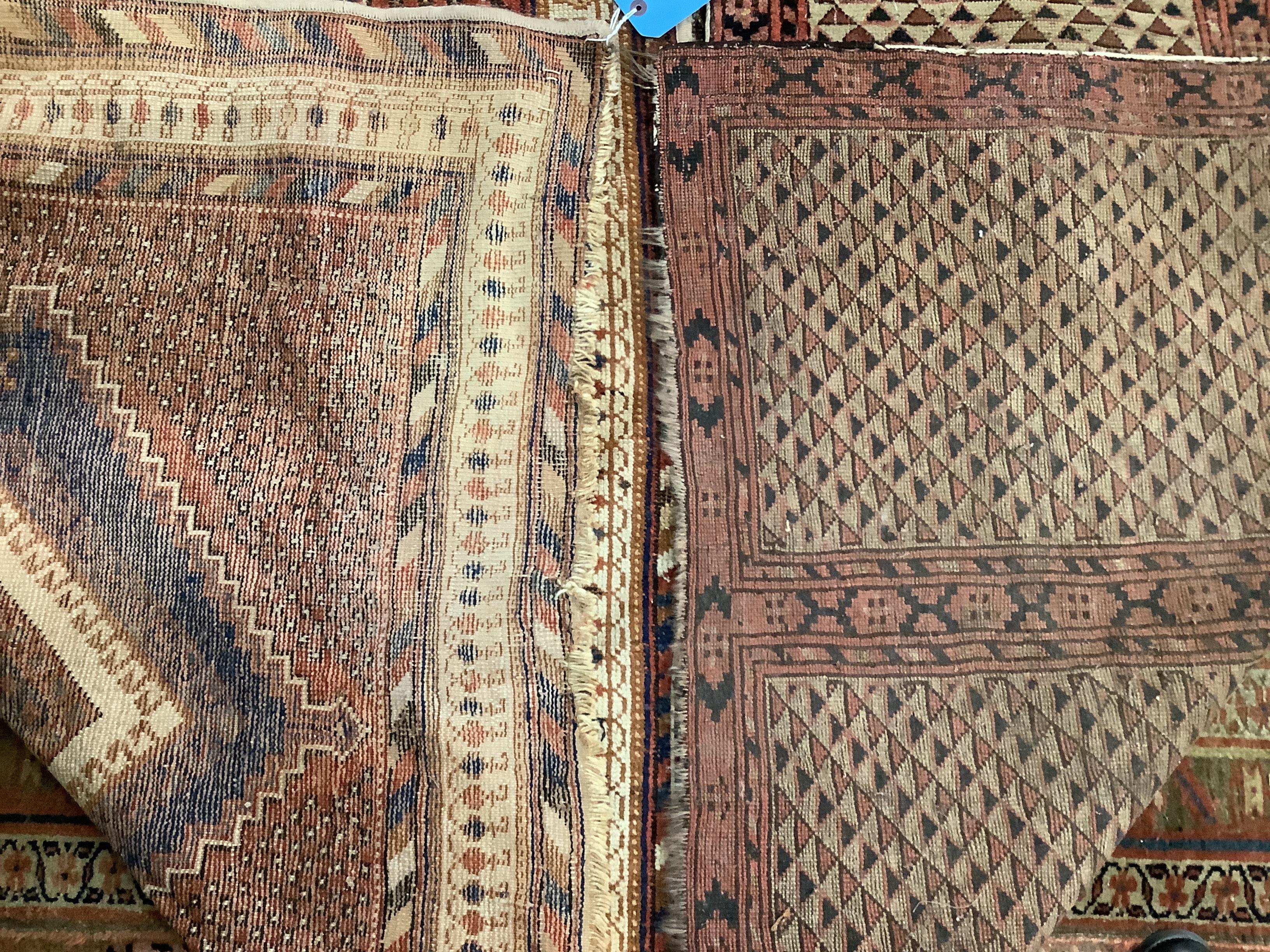 An Afshar blue ground rug, 157 x 113cm and a prayer rug, 140 x 91cm